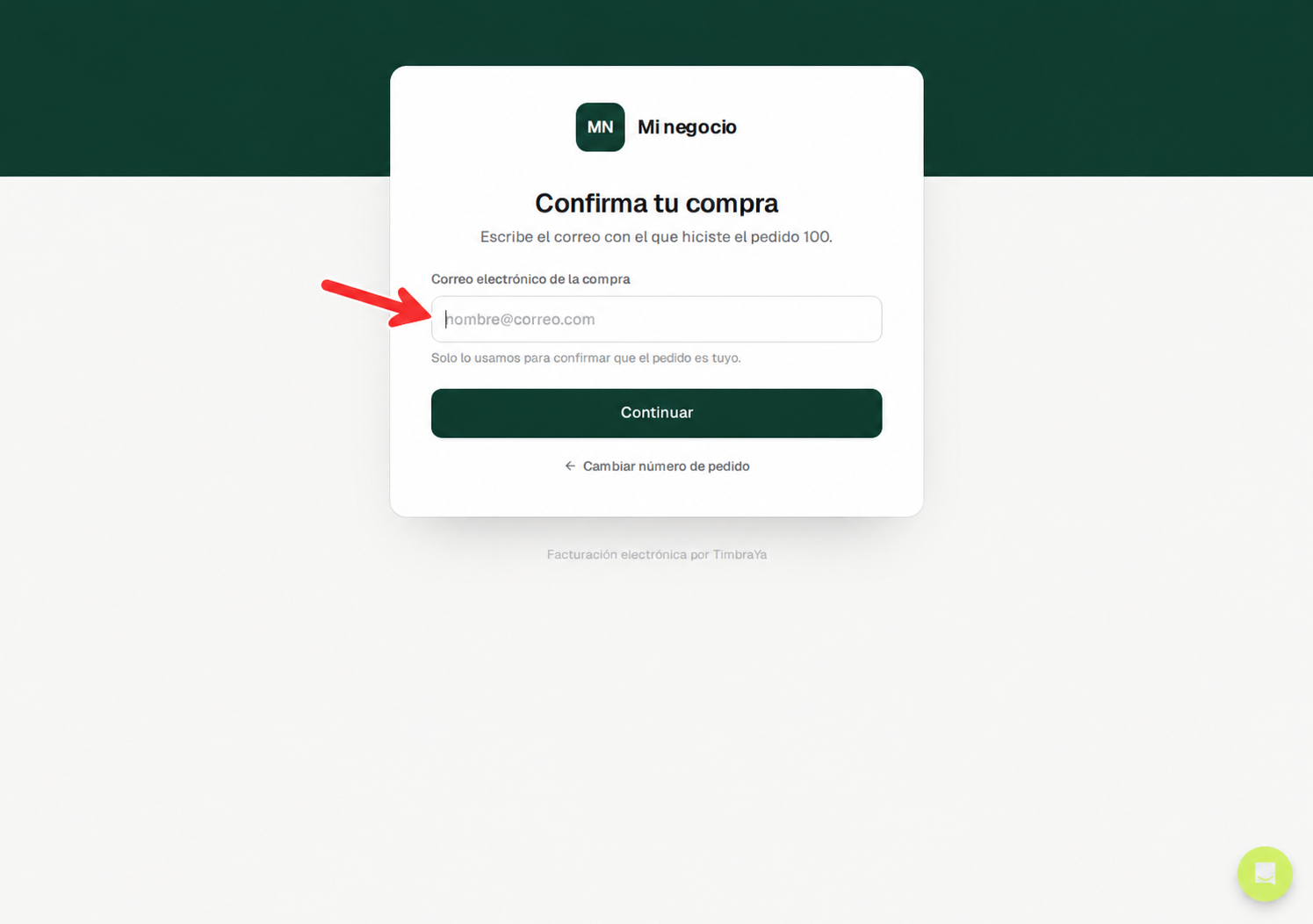 Confirmación del correo de la compra si se solicita