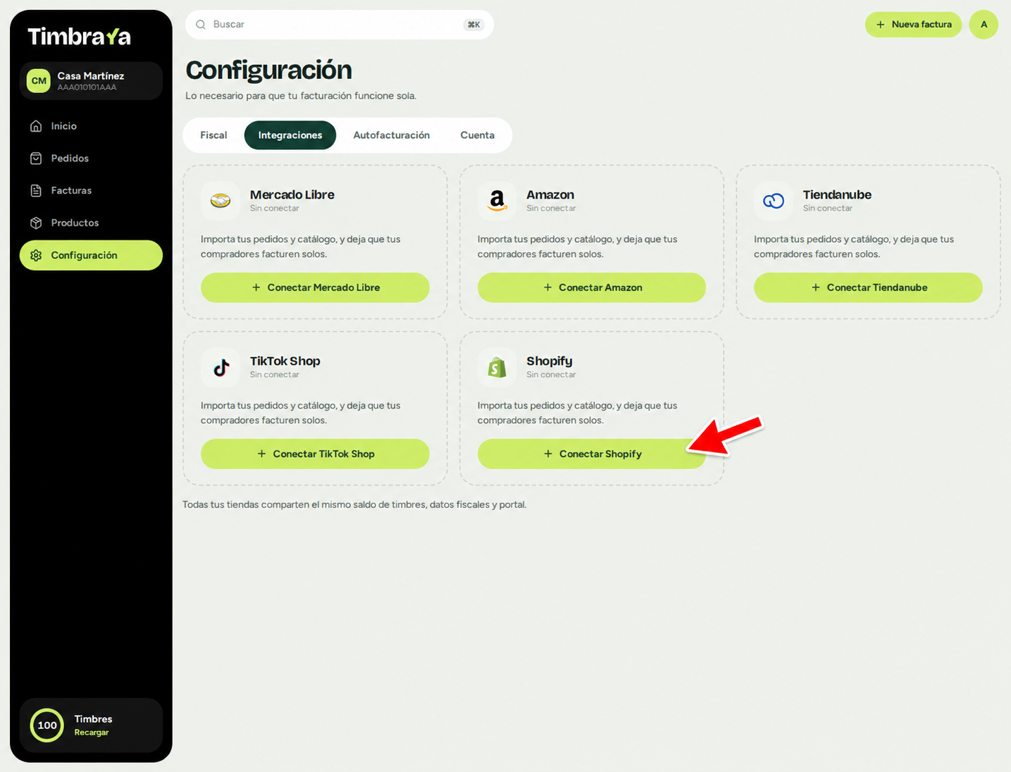 Botón Conectar Shopify